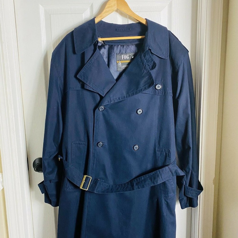 London Fog Men’s 44R Thinsulate Trench Coat Black with Removable Liner Belt 3M